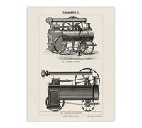 Artery8 Lokomobilen Locomotive Steam Train Engine Vintage Wall Art Print Poster in White | Size: W18" x H24" Artery8 White W18" x H24"