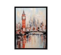 Artery8 London Big Ben England Skyline Framed Canvas Abstract Wall Art Print | Size: W24" x H32" Artery8 Multicolor W24" x H32"