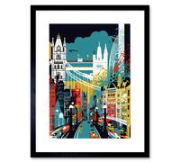 Artery8 London Iconic Landmarks Modern Abstract Cityscape Artwork Framed Wall Art Print 12X16 Inch