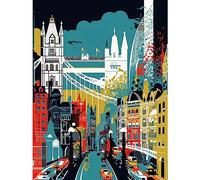 Artery8 London Iconic Landmarks Modern Abstract Cityscape Large Wall Art Poster Print Thick Paper 18X24 Inch