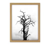 Artery8 Lone Dead Tree Silhouette Black White Artwork Framed Wall Art Print 18X24 Inch