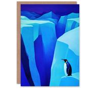 Artery8 Greeting Card Lone King Penguin Antarctic Ice Glacier Landscape Blank For Him Or Her Art Christmas Card