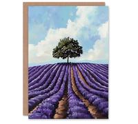 Artery8 Lone Tree Lavender Fields Painting Purple Nature Greeting Birthday Card Him Her All Blank