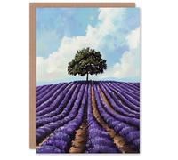 Artery8 Lone Tree Lavender Fields Painting Purple Nature Greeting Birthday Card Him Her All Blank