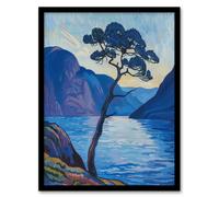 Artery8 Lone Tree on Loch Ness Scottish Highlands Lake Framed Art Print in Blue | Size: A4 Artery8 Blue A4