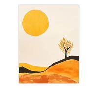 Artery8 Lone Tree Orange Vibrant Abstract Boho Landscape Living Room Large Wall Art Poster Print Thick Paper 18X24 Inch