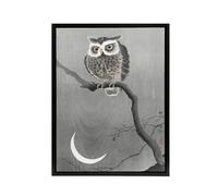 Artery8 Long Eared Owl On Tree Branch Framed Canvas Wall Art Print Vintage Japan : by Koson 18x24 Watchful nocturnal beauty bringing quiet drama to living rooms or nature-inspired reading spaces