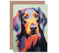 Artery8 Long Haired Dachshund Dog Pet Portrait Fan for Wife Her Mum Sister Daughter Mom Gran Nan Birthday Thank You Get Well Soon Blank Art Greeting Card