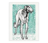 Artery8 Long Haired Greyhound Russian Wolfhound Dog Jung Wall Art Poster Print 12X16"