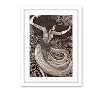 Artery8 Long Haired Woman Dancing to Music in Boho Dress Artwork Framed Wall Art Print 18X24 Inch