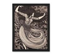 Artery8 Long Haired Woman Dancing to Music in Boho Dress Artwork Framed Wall Art Print 18X24 Inch