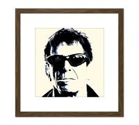 Artery8 Lou Reed Smoking Musician Rock Star Legend 8X8 Inch Square Wooden Framed Wall Art Print Picture with Mount in Brown Artery8 Brown