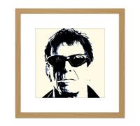 Artery8 Lou Reed Smoking Musician Rock Star Legend 8X8 Inch Square Wooden Framed Wall Art Print Picture with Mount in Light Oak Artery8 Light Oak