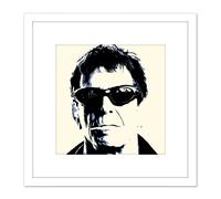 Artery8 Lou Reed Smoking Musician Rock Star Legend 8X8 Inch Square Wooden Framed Wall Art Print Picture with Mount in White Artery8 White