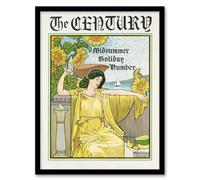Artery8 Louis Rhead The Century Midsummer Holiday Issue Cover Framed Art Print in Yellow | Size: W12" x H16" Artery8 Yellow W12" x H16"