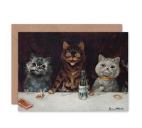 Wee Blue Coo GREETINGS CARD ANIMALS PAINTING BAR ALCOHOL LOUIS WAIN THE BACHELOR PARTY