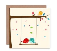 Artery8 Love Birds Cartoon Anniversary Valentines Card Artery8 Multicolor