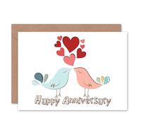 Artery8 Love Birds Couple Partner Anniversary Valentines Card Artery8 Multicolor