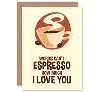Artery8 Love Coffee Cup Espresso Pun Anniversary Valentines Card Artery8 Multicolor