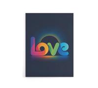 Artery8 Love Colourful Typography Retro Solar Eclipse Canvas Wall Art Print in Blue | Size: W18" x H24" Artery8 Blue W18" x H24"