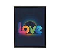 Artery8 Love Colourful Typography Retro Solar Eclipse Framed Canvas Art Print in Blue | Size: W24" x H32" Artery8 Blue W24" x H32"