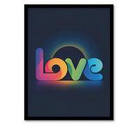 Artery8 Love Colourful Typography Retro Solar Eclipse Framed Wall Art Print 12X16"