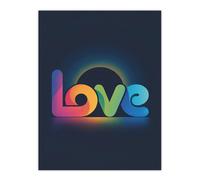 Artery8 Love Colourful Typography Retro Solar Eclipse Wall Art Print in Blue | Size: W18" x H24" Artery8 Blue W18" x H24"