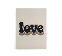 Artery8 Love Funky Bold Rainbow Retro Font Typography Canvas Wall Art Print in Beige | Size: W18" x H24" Artery8 Beige W18" x H24"