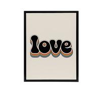 Artery8 Love Funky Bold Rainbow Retro Font Typography Framed Canvas Art Print in Beige | Size: W18" x H24" Artery8 Beige W18" x H24"