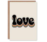 Artery8 Love Funky Bold Rainbow Retro Font Typography Valentine's Day Card in Beige Artery8 Beige