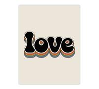 Artery8 Love Funky Bold Rainbow Retro Font Typography Wall Art Print in Beige | Size: W18" x H24" Artery8 Beige W18" x H24"