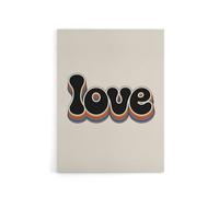 Artery8 Love Funky Rainbow Retro Font Typography Word Canvas Wall Art Print in Beige | Size: W12" x H16" Artery8 Beige W12" x H16"