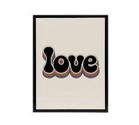 Artery8 Love Funky Rainbow Retro Font Typography Word Framed Canvas Art Print in Beige | Size: W24" x H32" Artery8 Beige W24" x H32"