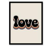 Artery8 Love Funky Rainbow Retro Font Typography Word Framed Wall Art Print 12X16"