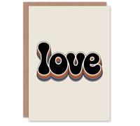 Artery8 Love Funky Rainbow Retro Font Typography Word Valentine's Day Card in Beige Artery8 Beige