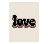 Artery8 Love Funky Rainbow Retro Font Typography Word Wall Art Print in Beige | Size: W24" x H32" Artery8 Beige W24" x H32"