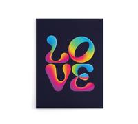 Artery8 Love Funky Retro Colourful Neon Typography Canvas Wall Art Print in Black | Size: W18" x H24" Artery8 Black W18" x H24"