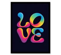 Artery8 Love Funky Retro Colourful Neon Typography Framed Wall Art Print 12X16"
