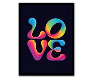 Artery8 Love Funky Retro Colourful Neon Typography Framed Wall Art Print 12X16"