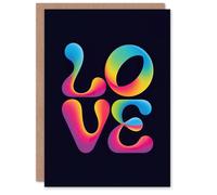 Artery8 Love Funky Retro Colourful Neon Typography Valentine's Day Card in Black Artery8 Black