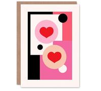 Artery8 Love Hearts Circles Rectangles Modern Abstract Personalised Valentine's Day Card