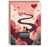 Artery8 Love Highway Couple on Romantic Car Drive Valentine's Day Card