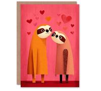 Artery8 Love in Slow Motion Cute Sloths Modern Illustration Valentine's Day Card
