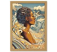 Artery8 Love of the Sea Summer Swim Modern Illustration Artwork Framed A3 Wall Art Print