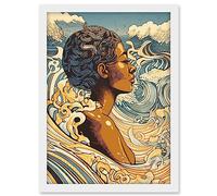 Artery8 Love of the Sea Summer Swim Modern Illustration Artwork Framed A3 Wall Art Print