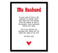 Artery8 Love Poem Blue Eyes Husband Romantic Poetry Fun Framed Art Print in White | Size: A4 Artery8 White A4