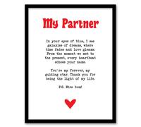 Artery8 Love Poem Blue Eyes Partner Romantic Poetry Fun Framed Art Print in White | Size: A4 Artery8 White A4