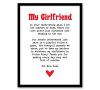 Artery8 Love Poem Cat Lover Girlfriend Romantic Poetry Framed Art Print in White | Size: W12" x H16" Artery8 White W12" x H16"