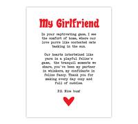 Artery8 Love Poem Cat Lover Girlfriend Romantic Poetry Wall Art Print in White | Size: W12" x H16" Artery8 White W12" x H16"
