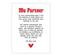 Love Poem Cat Lover Partner Romantic Poetry Fun Wall Art Print Artery8 White W24 inch x H32 inch